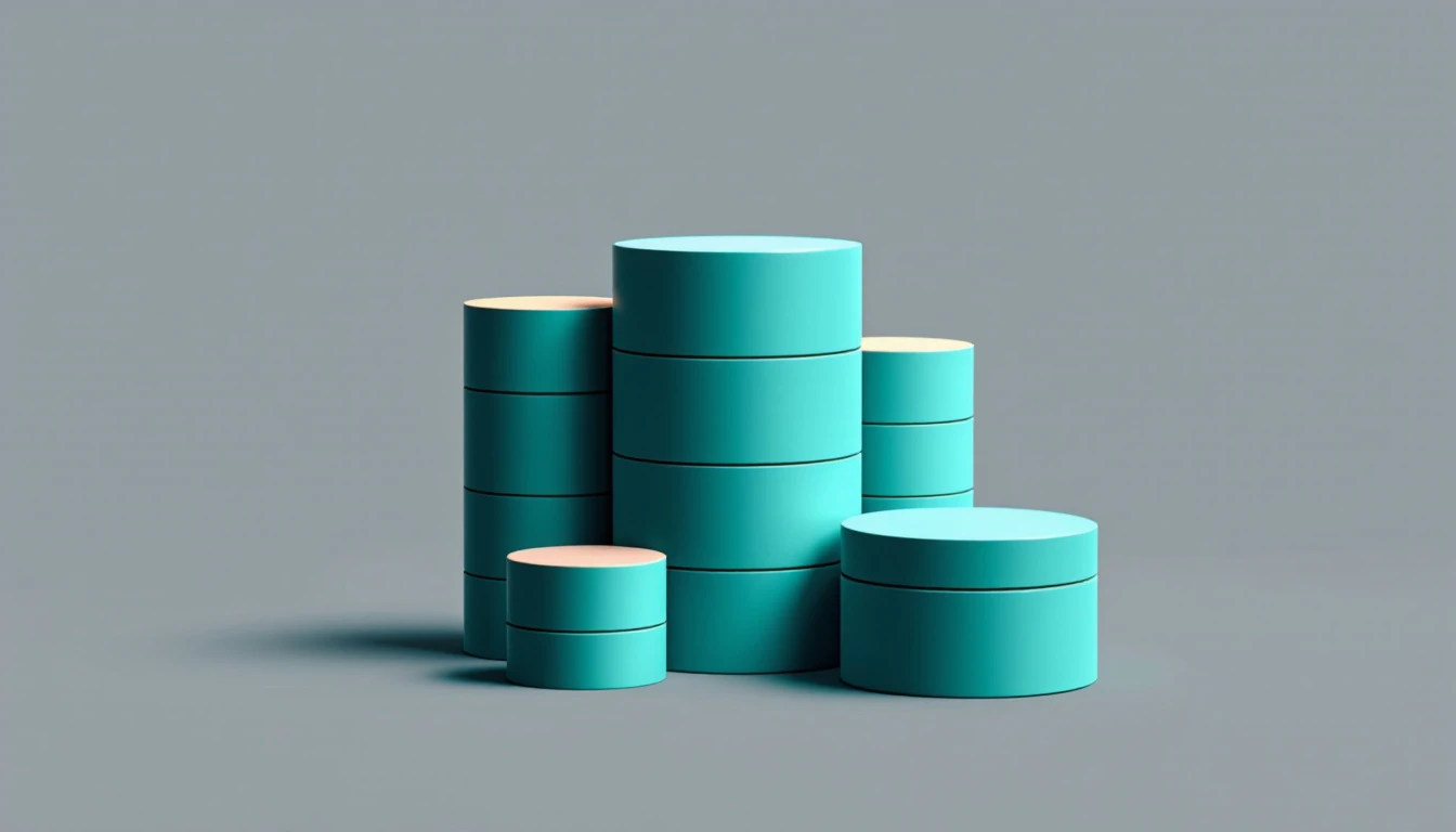 Separate matte data silos merging into one tidy block, in brand colours